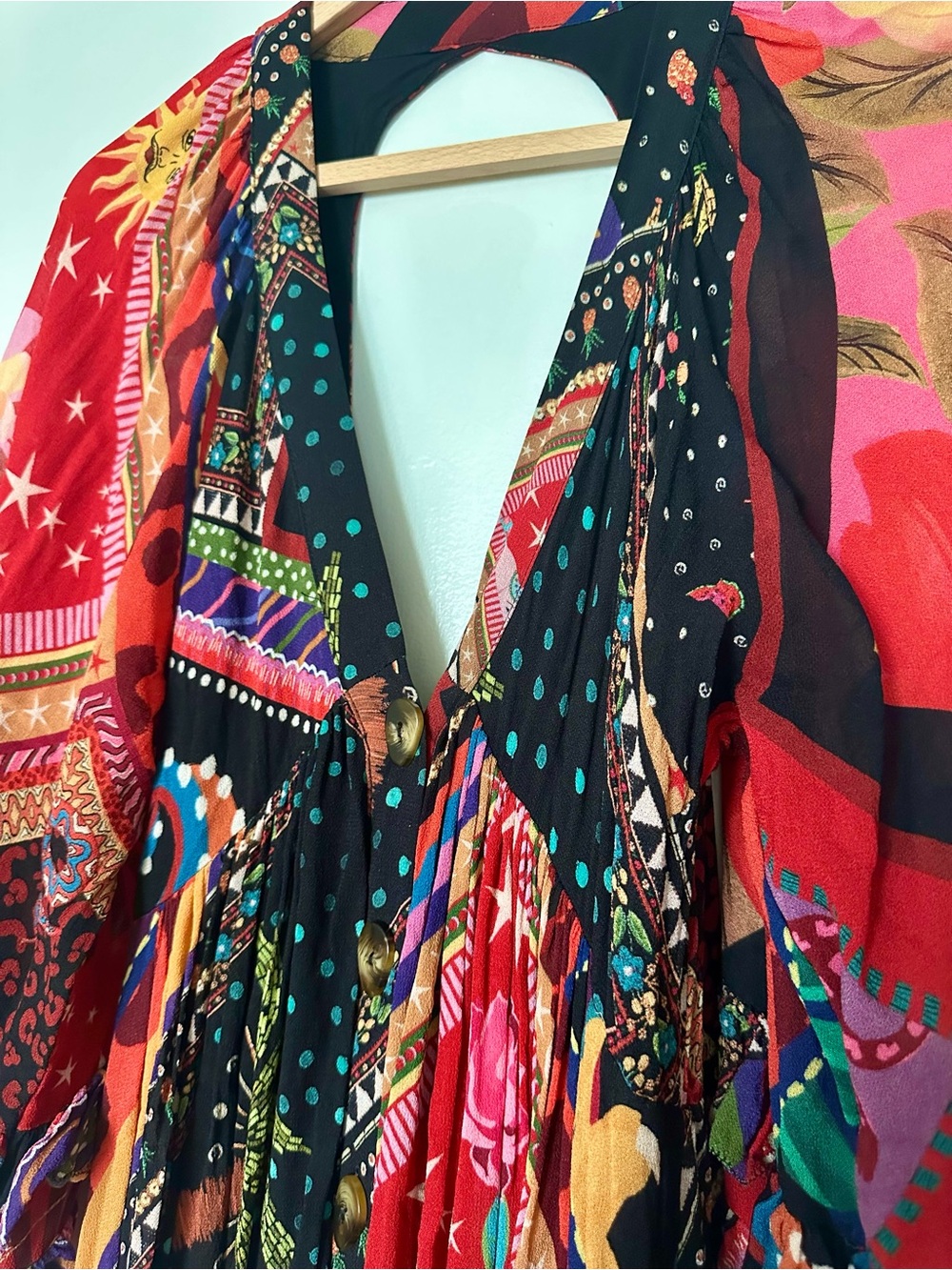 Farm Rio Mixed Print Button Front Maxi Dress Size XS - Picture 5 of 7